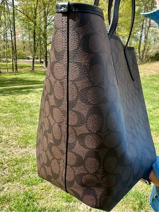 Coach Large City Tote Bag - Black/Walnut - Picture 6 of 12